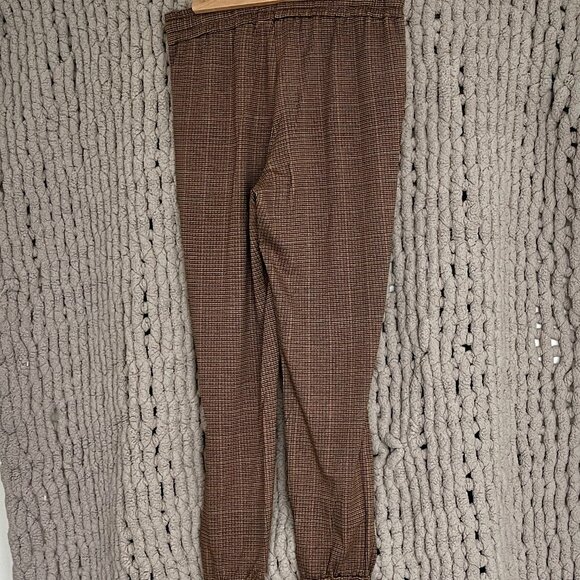Jogger Style Dress Pants (2 pairs) Black/White Checked & Brown/Beige Tartan (M) - Picture 13 of 15
